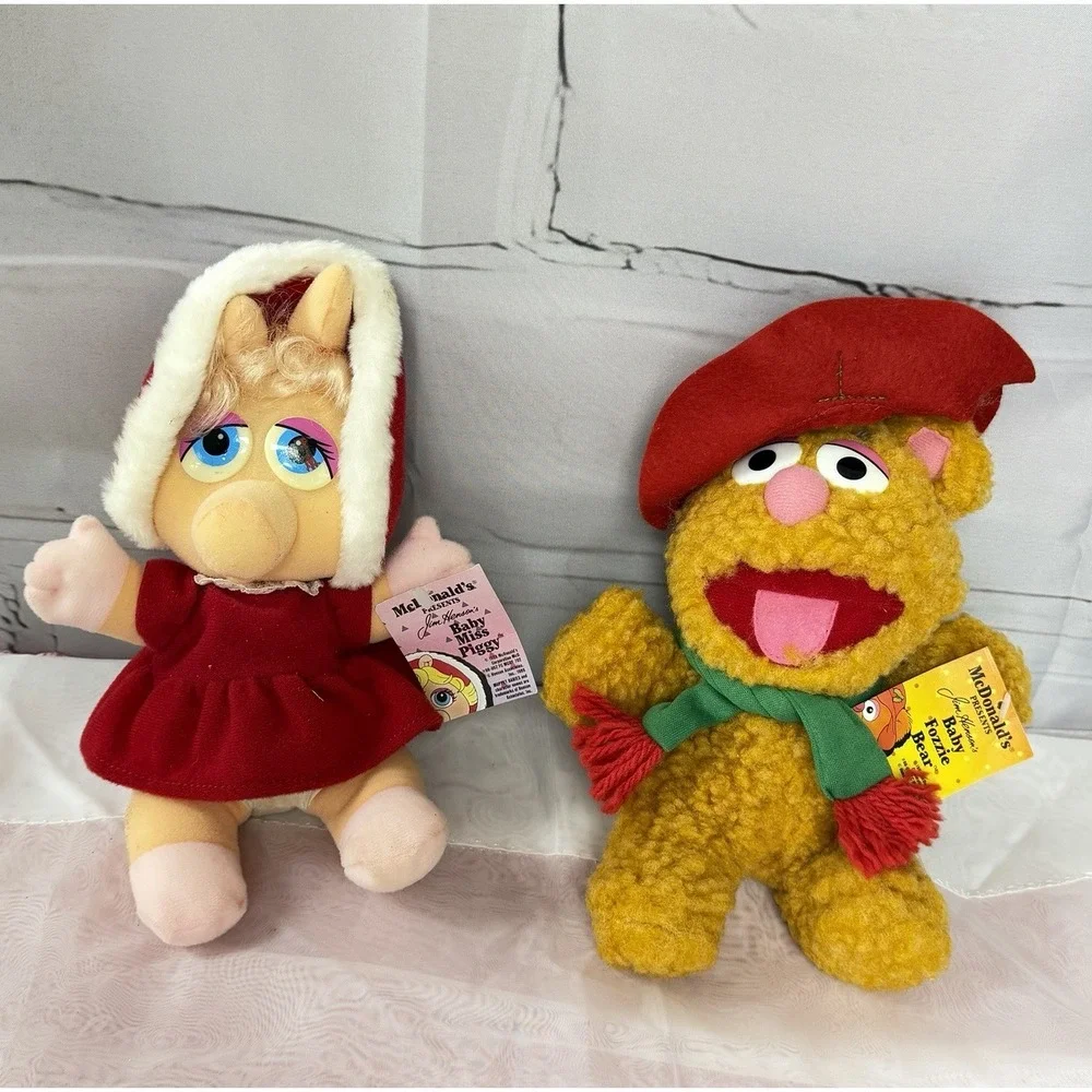 Muppet Babies Miss Piggy Fozzie Bear Christmas Plush Bundle McDonalds 1987 Vtg